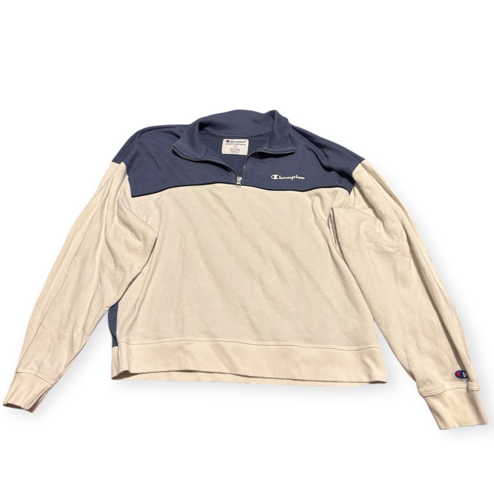 Champion Women’s Quarter Zip Pullover Sweatshirt Large Colorblock Athleisure